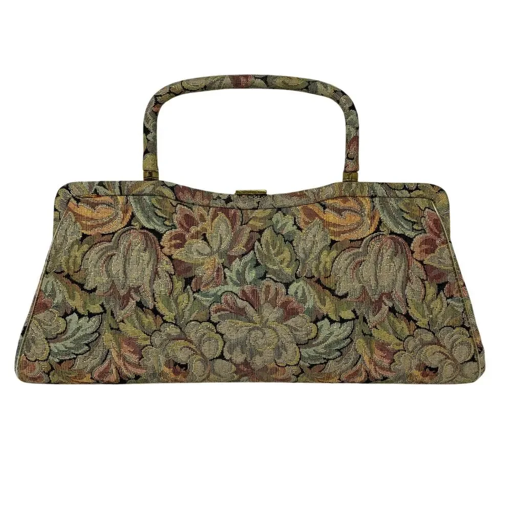 Vintage Stylecraft Miami Tapestry Floral Frame Handbag Purse 60s 70s Mod